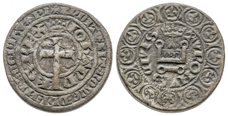 JEAN le BON (1350-1364).
Piéfort en billon du gros tournois à la queue (18,88 g....