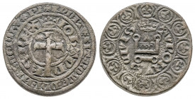 JEAN le BON (1350-1364).
Piéfort en billon du gros tournois à la queue (18,88 g.).
Ref : Ciani 384.
TB