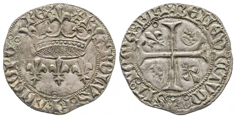 CHARLES VII (1422-1461). Blanc aux lys (2,78 g.). Ref : Ciani 670, Dy. 470.
Supe...