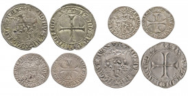 CHARLES VII (1422-1461). Lot de 2 blancs et de 2 petits blancs au K. Les 4, presque TTB et TB