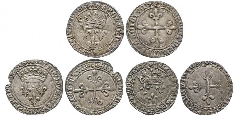 CHARLES VII (1422-1461). Lot de 3 Gros du Roi pour Lyon. Ref : Ciani 697, Dy. 51...