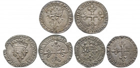 CHARLES VII (1422-1461). Lot de 3 Gros du Roi pour Lyon. Ref : Ciani 697, Dy. 518 et 518 A.
TTB