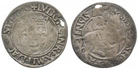 LOUIS XII (1498-1515). Cavallotto d’argent au Saint Second pour Asti. (1°type), (3,64 g.).
ref : Ciani 966, Dy 707.
Rare, B (troué)