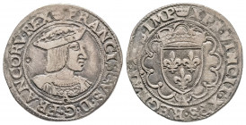 FRANCOIS I (1515-1547). Teston du 20° type avec lettre d’atelier pour Paris, (9,08 g.).
Ref : Dy 897, Ciani 1117, Sb. 4520.
TTB