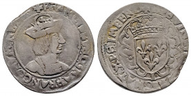 FRANCOIS I (1515-1547). Teston du 22° type pour Limoges à la coiffure particulière (petite couronne sur chaperon), (9,30 g.).
Ref : Dy 901. Ciani 1119...