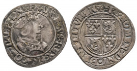 FRANCOIS I (1515-1547). 
Teston du Dauphiné au 4° type pour Grenoble avec croisette sur l’épaule gauche du roi et au-dessus de l’écu du revers, (9,37 ...