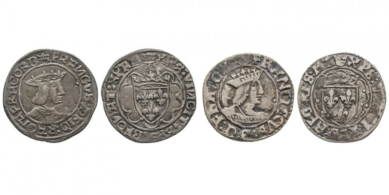 FRANCOIS I (1515-1547).
Demi teston du 1° type pour Rouen (point 15°). On joint...