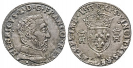 HENRI II (1547-1559).
Testonde 1553 pour Toulouse, (9,45g.). Ref : Dy 983v, Sb. 4572.
Superbe