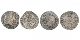 HENRI III (1574-1589). 
Lot de 2 quarts de franc (1587 Amiens). (3,53 g. et 3,56 g.)
Ref : Dy. 1132, Sb. 47.18
Superbes