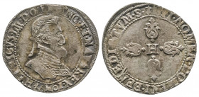 HENRI IV (1589-1610).
Demi franc, Toulouse 1601 (16 M 01 et point 5°), (7,01 g.).
Ref : Marcheville 3090, Dy. 1212 A, Sb. 4824.
Flan large et TTB