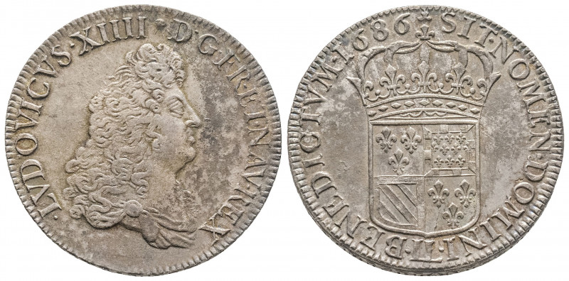 LOUIS XIV (1643-1715). Ecu de Flandre, 1686 Lille (LL et trèfle) (37,17 g.).
Ref...