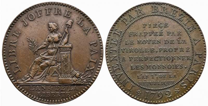 LA CONVENTION (1792-1795). 
Essai de Brezin. Essai en bronze à la Liberté assise...