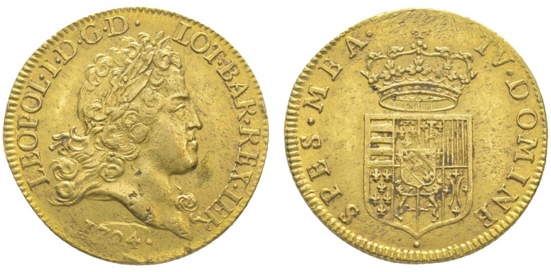 Léopold I (1697-1729).
Léopold d'or (12,18 g.) de 1724 au buste lauré du duc. R/...