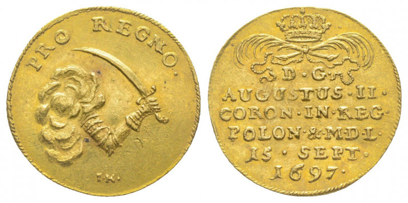 ALLEMAGNE. Saxe, Auguste II (1697-1733). Ducat au sabre polonais (3,46 g) de 169...