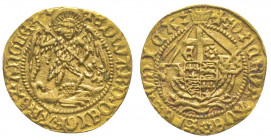 ANGLETERRE. Edouard IV (second règne : 1471-1483).
Demi ange d’or (2,44 g.), croix pattée initiale. Ref : S. 2093, Fr140.
TTB