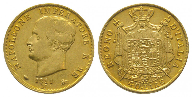 ITALIE. Napoléon Roi (1805-1814). 40 lire, 1811 (1 sur 0), Milan. Tranche en cre...