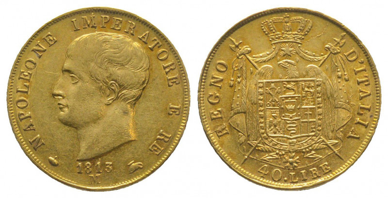 ITALIE. Napoléon Roi (1805-1814). 40 lire, 
1813 (1 sur 0), Milan, pointes effil...