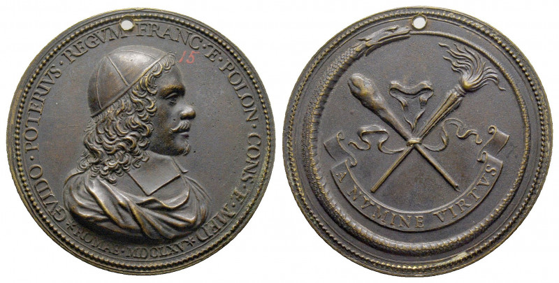 FRANCE. Guy POTERIUS. Frappe de bronze (40 mm, 20,69 g.) datée 1665 au buste du ...