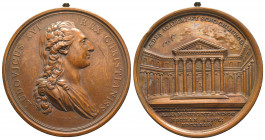 ACADEMIE de CHIRURGIE. Médaille de bronze (60mm, 84,5 g.) par Gatteaux au buste de Louis XVI par Duvivier.
TTB, vis de fixation sur la tranche