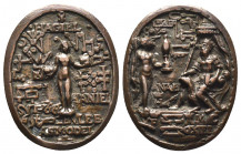 France. Catherine de Médicis. Curieuse médaille cabalistique (bronze) à bélière et légende extérieure (11,42 g.)
Ref : (cf.V.P. Dupriez à Bruxelles : ...