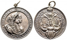 Saint Empire, Léopold I.
Troisième mariage de Léopold de Habsbourg avec Eléonore Thérèse de Palatinat, Neubourg, 1676 par Johann Permann (66 mm, 80,7 ...