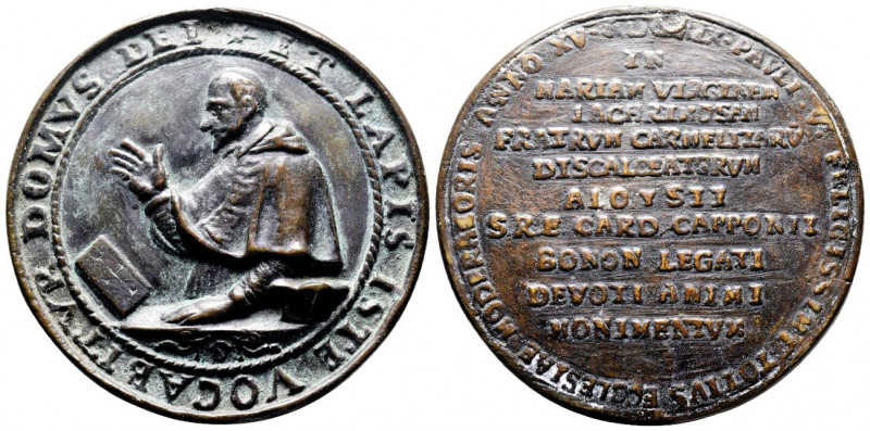 ITALIE. Luigi CAPPONI (1582-1659).
Fonte de bronze (92 mm) au portrait à mi corp...