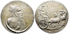 HERACLIUS (610-641).
Fonte de plomb n.d. (vers 1402), (94 mm) par un maître flamand anonyme au buste de l’empereur barbu et couronné, sur un croissant...