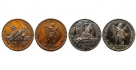FRANCE. SEJOUR du ROI et de la REINE d’ETRURIE. Lot de 2 jetons (34 mm) en bronze (tranche lisse) et en argent (tranche fleuronnée) datés du 10 juin 1...