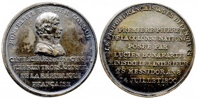 Consulat. COLONNE NATIONALE (Place Vendôme). Médaille d’argent (42 mm) au buste du premier consul par Duvivier pour la pose de la première pierre de l...