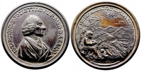 ITALIE. GIOVANNI TARGIONI TOZZETI (1712- 1783). Médaille de bronze datée 1777 (80.5 mm) au buste du médecin florentin, professeur de botanique à l’âge...