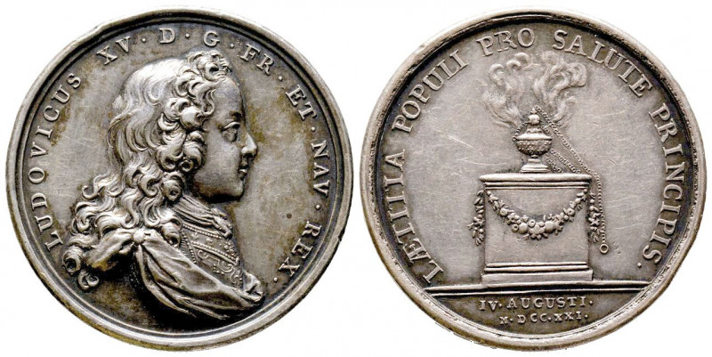 FRANCE. LOUIS XV.
Réunion de sept médailles dont trois en argent : deux de vœux ...