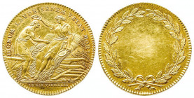 FRANCE. LE BON VIEILLARD.
Médaille en or (33 mm et 24.05 g), n.d. par Nicolas Marie Gatteaux. A/ Cérès assise sur des gerbes de blé couronne un vieill...