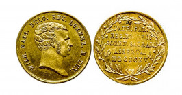 GUILLAUME I d’ORANGE-NASSAU (1772-1843). Médaille d’or (23,3 mm et 6,02 g) au buste à d. par Van de Goor du souverain des Pays bas « Roi des Belges, G...