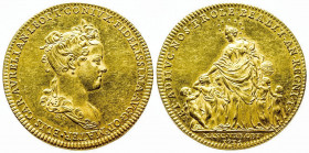LORRAINE. ELISABETH CHARLOTTE d’ORLEANS (1676-1744). Médaille d’or par Saint Urbain (34,6 mm et 25,79 g) datée 1715 au buste de Mademoiselle de Chartr...