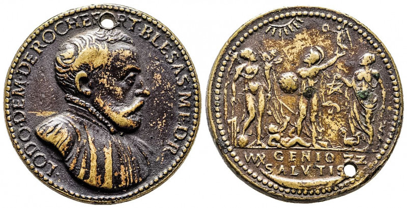 FRANCE. LOUIS DEMOULIN de ROCHEFORT (1515-1583).
Fonte de bronze (37 mm) au bust...