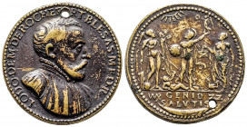 FRANCE. LOUIS DEMOULIN de ROCHEFORT (1515-1583).
Fonte de bronze (37 mm) au buste à d. du médecin blaisois, collectionneur d’art et écrivain. R/ Eros ...