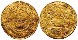 Médaille d’or (44 mm et 15.90 g.). Avers : le Temple de Jérusalem au centre de deux légendes circulaires, à l’extérieur en latin et à l’intérieur en h...