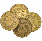 FRANCE, II REPUBLIQUE ( 1848-1852).
Lot de 3p.de 20francs : deux Cérès 1851 et une Louis Napoléon Bonaparte 1852. On joint une 20f Louis XVIII 1818 A....