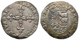 Bearn. Henri II (1572-1589). 
Quart d’écu, 1583 (9,29 g.). 
Ref : Dy F 1327 v.
TTB, patiné