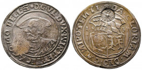 Allemagne. Ulrich (1534-1550).
Thaler de 1537 contremarqué d’un aigle à deux têtes (28,92 g.).
Ref : Dav. 9961 (pour la contremarque, voir 9963). Rare...