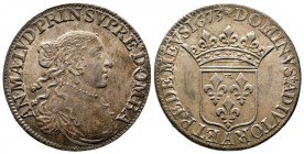 Dombes. Anne Marie Louis d’Orléans (1650- 1693).
Demi écu. 1673 A (13,61 g.).
Ref : KM 39, DIVO. 224.
Presque Superbe