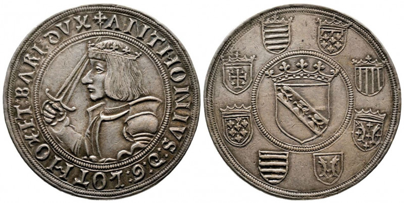 Lorraine, Antoine (1508-1544).
Grand écu (30,88 g) au buste à mi corps du duc c...