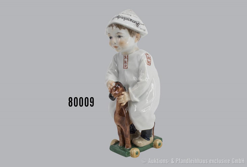 Porzellan Hentschel Kind, "Kind mit Zeitungsmütze", Meissen, 1. Wahl, um 1910, M...