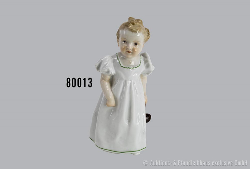 Porzellan Hentschel Kind, "Kind mit Puppe", Meissen, 1. Wahl, Modell-Nr. H 164, ...