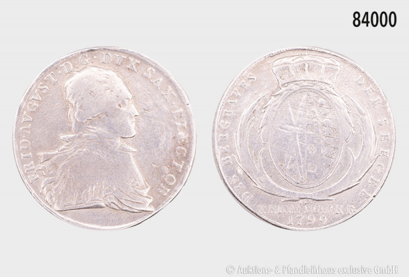 Sachsen, Friedrich August III. (1763-1806), Ausbeutetaler 1799, 27,5 g, 41 mm, S...