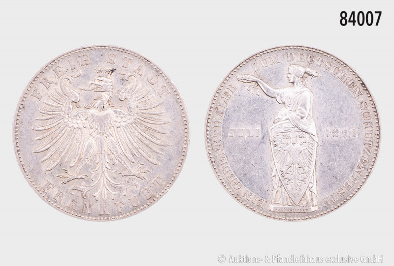 Frankfurt am Main, Schützentaler 1862, 18,5 g, 33 mm, AKS 44, J. 51, kleine Rand...