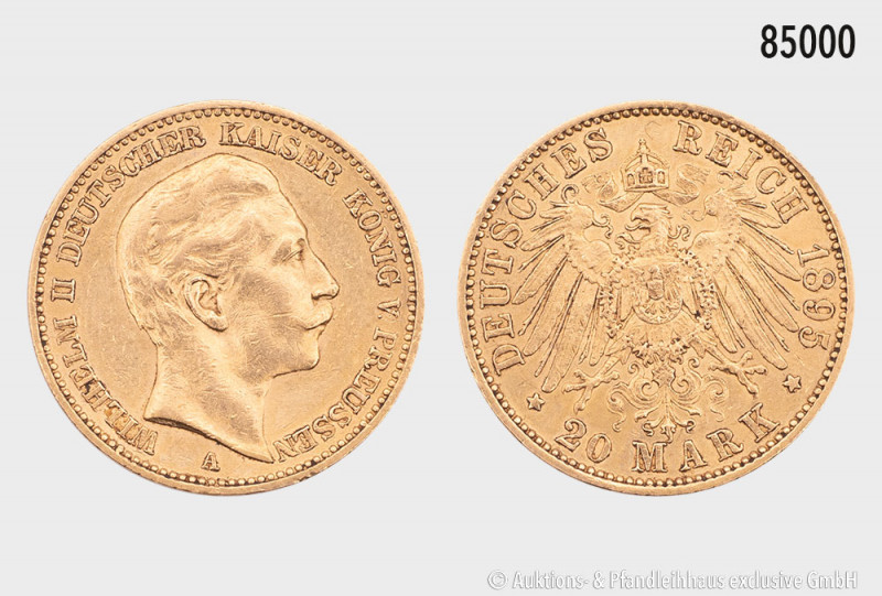 Deutsches Reich, Wilhelm II. (1888-1918), 20 Mark 1895 A, 900er Gold, 7,95 g, 23...