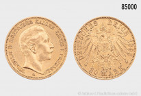 Deutsches Reich, Wilhelm II. (1888-1918), 20 Mark 1895 A, 900er Gold, 7,95 g, 23 mm, J. 252, Randfehler und Kratzer, sehr schön