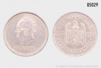 Weimarer Republik, 3 RM 1932 A, Goethe, 30 mm, J. 350, winzige Randfehler und Kratzer, fast vorzüglich