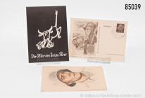 Konv. 5 Postkarten Deutsches Reich (Drittes Reich), dabei Propagandakarten, u. a. "Der Stier von Scapa Flow", "Tag der Wehrmacht 1940", "Im Kampf um d...